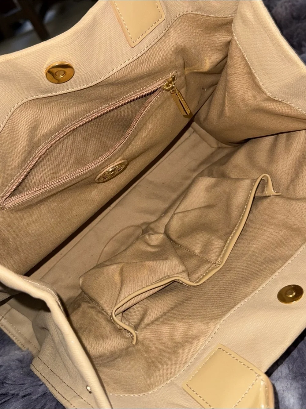 Tory Burch Tan  Logo Tote